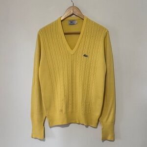 Vintage Izod Lacoste Sweater / Medium / 1970s / Yellow